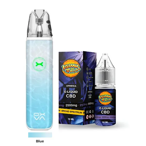 Pack Vaper Oxva + Líquido CBD Broad Spectrum 2500 MG Iguana Smoke blue