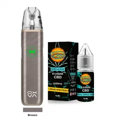 Pack Vaper Oxva + Líquido CBD Broad Spectrum 2500 MG Iguana Smoke brown