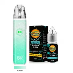 Pack Vaper Oxva + Líquido CBD Broad Spectrum 2500 MG Iguana Smoke green