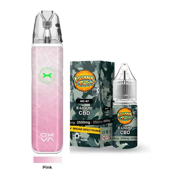 Pack Vaper Oxva + Líquido CBD Broad Spectrum 2500 MG Iguana Smoke pink