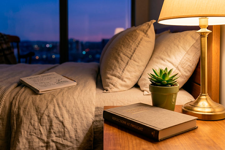 Cama con libros de estudiante