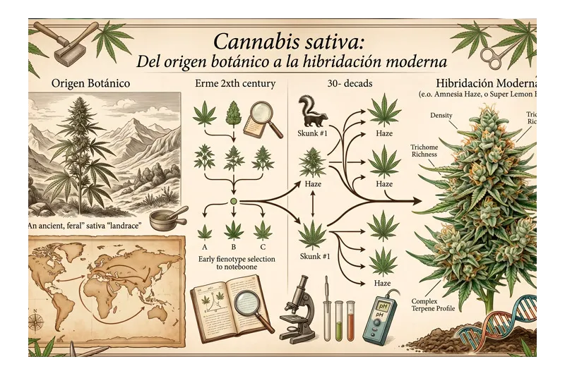Cannabis sativa: Del origen botánico a la hibridación moderna
